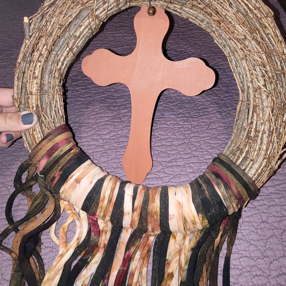 Hand Crafted Cross tye dye Dreamcatcher